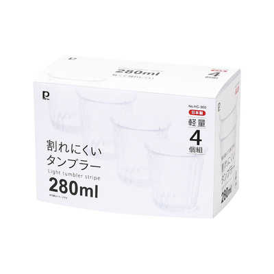 "Bộ 4 cốc nhựa trong siêu bền Pearl Life 280ml "