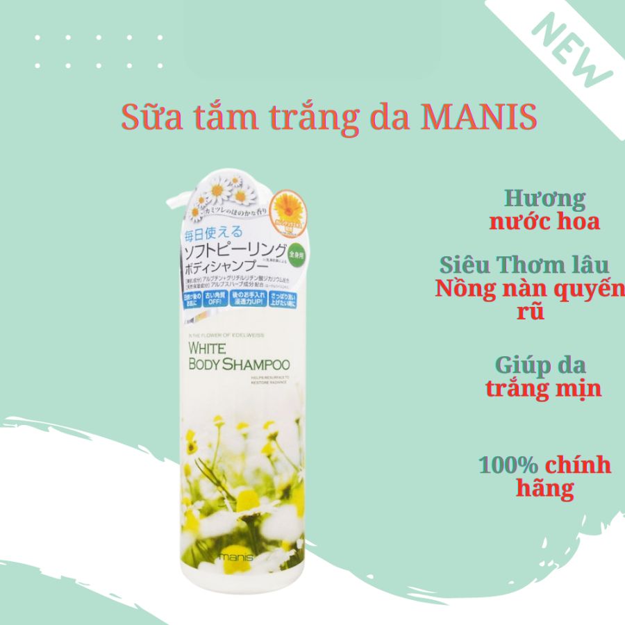 Sữa Tắm Trắng Mịn Da Manis Body Shampoo (Hương Chanh Yuzu) 450ml - Hàng Nhật nội địa