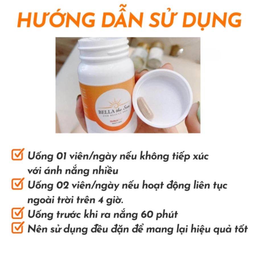 Viên Uống Chống Nắng, Giảm Tác Hại Từ Tia UV Bella The Sun For Beauty 30 Ngày ( 30 Viên) -