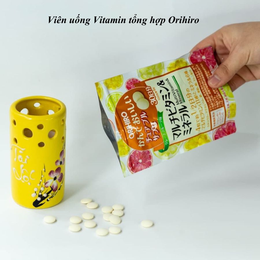 Viên uống Vitamin tổng hợp Orihiro dạng gói 120 viên hương cam - Hàng Nhật nội địa