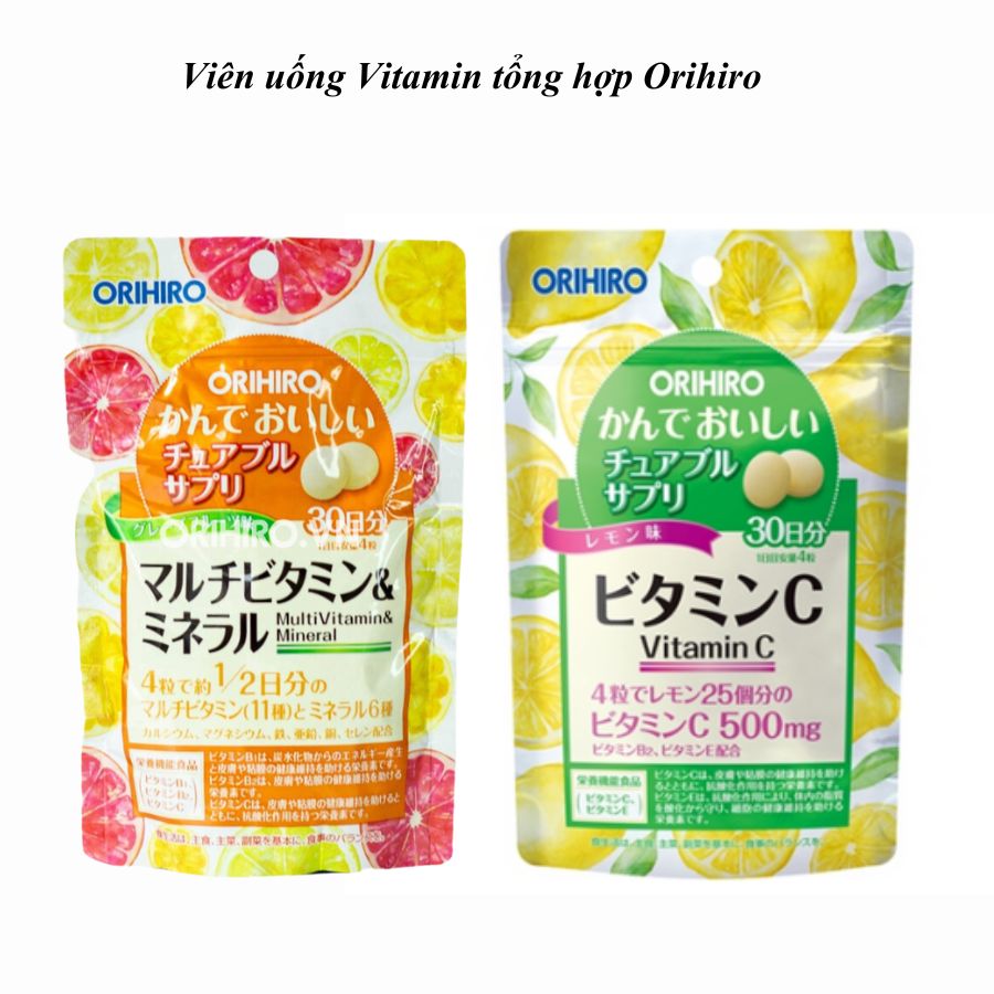 Viên uống Vitamin tổng hợp Orihiro dạng gói 120 viên hương cam - Hàng Nhật nội địa