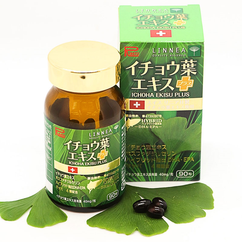 Viên uống hỗ trợ bổ não, giảm tiền đình, ngăn ngừa tai biến Ribeto Shoji Ichoha Ekisu Plus 90 viên - Hàng Nhật nội địa