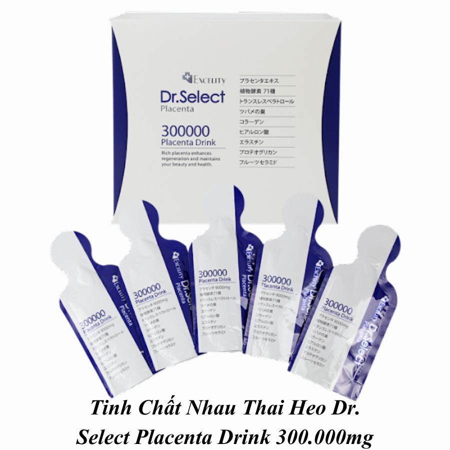 Tinh Chất Nhau Thai Heo Dr. Select Placenta Drink 300.000mg (30 gói/15g) - Hàng Nhật nội địa