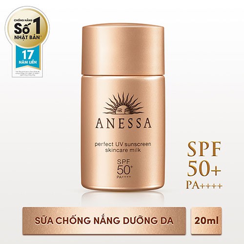 Sữa chống nắng bảo vệ hoàn hảo Anessa Perfect UV Sunscreen Skincare Milk - SPF 50+, PA++++ - 20ml - Hàng Nhật nội địa