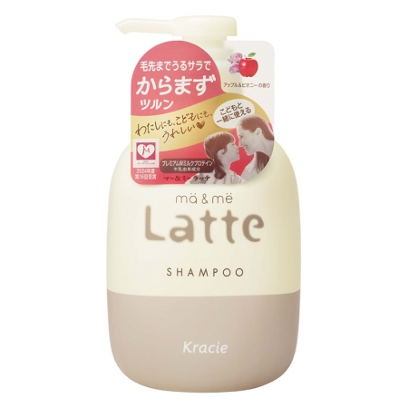 Chai dầu gội cho mẹ và bé Ma&Me Latte hương táo và hoa mẫu đơn 490ml - Hàng Nhật nội địa
