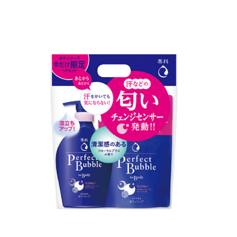 Set sữa tắm tạo bọt Senka Perfect Bubble For Body Floral  850ml - Hàng Nhật nội địa