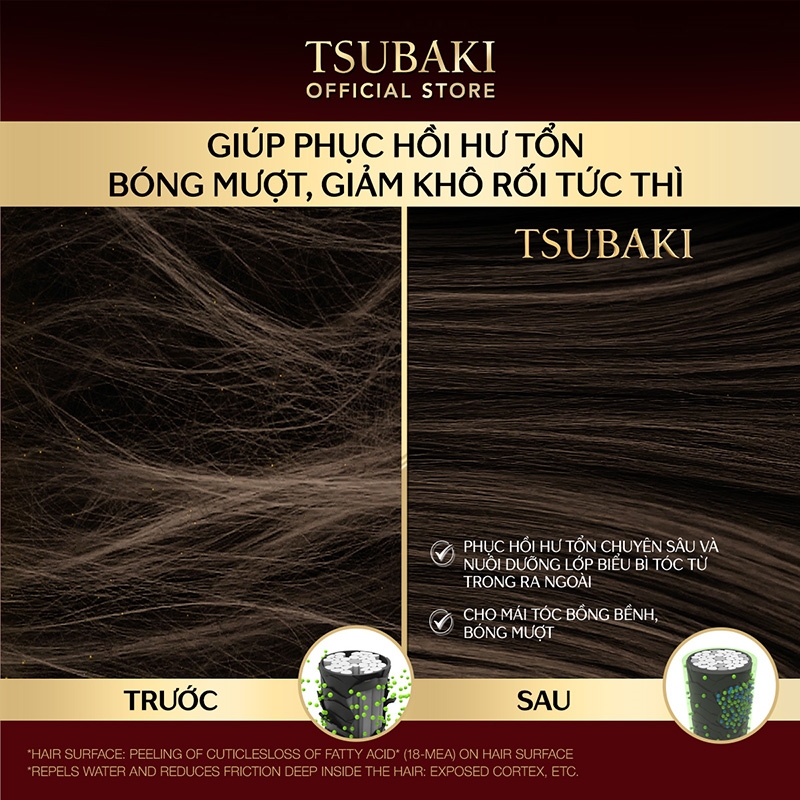 Kem xả phục hồi hư tổn màu đỏ Tsubaki 180g - Hàng Nhật chính hãng