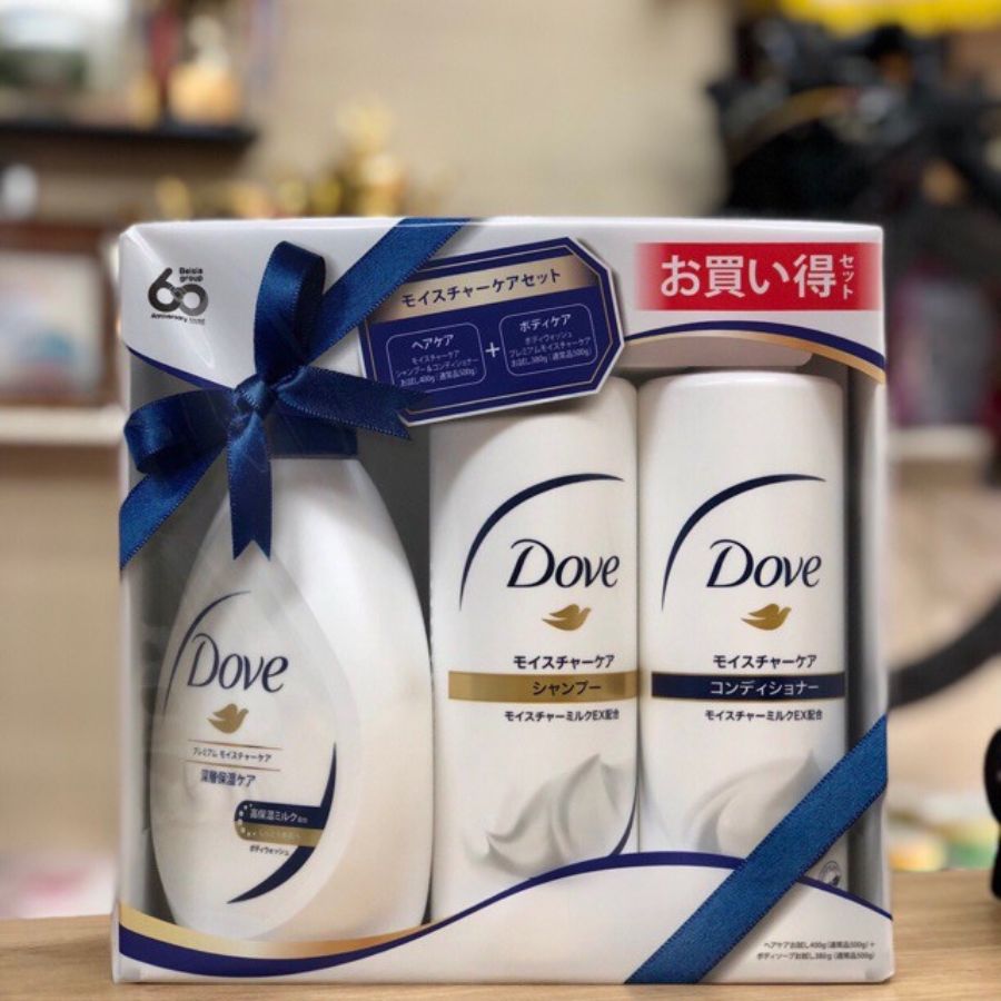 Set 3 bộ Sữa Tắm+ Dầu Gội + Dầu Xả Phục Hồi Hư Tổn Dove Moisture Care - Hàng Nhật nội địa