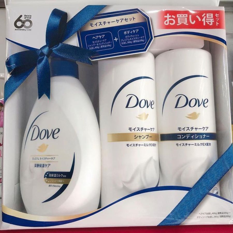 Set 3 bộ Sữa Tắm+ Dầu Gội + Dầu Xả Phục Hồi Hư Tổn Dove Moisture Care - Hàng Nhật nội địa