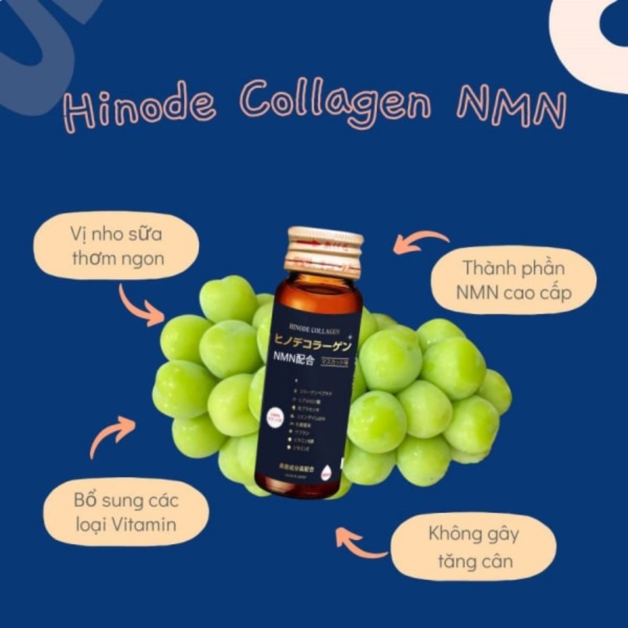 Nước uống Collagen Làm Đẹp Da Chống Lão Hóa Hinode Collage N.M.N Premium 10 lọ x 50ml - Hàng Nhật nội địa