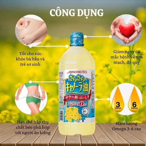 DẦU HẠT CẢI AJINOMOTO NHẬT BẢN NGUYÊN CHẤT (1000G) - Hàng Nhật nội địa