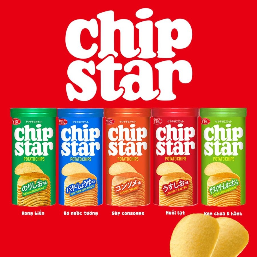 Khoai tây chiên Chip Star vị muối lạt màu đỏ - Hàng Nhật nội địa