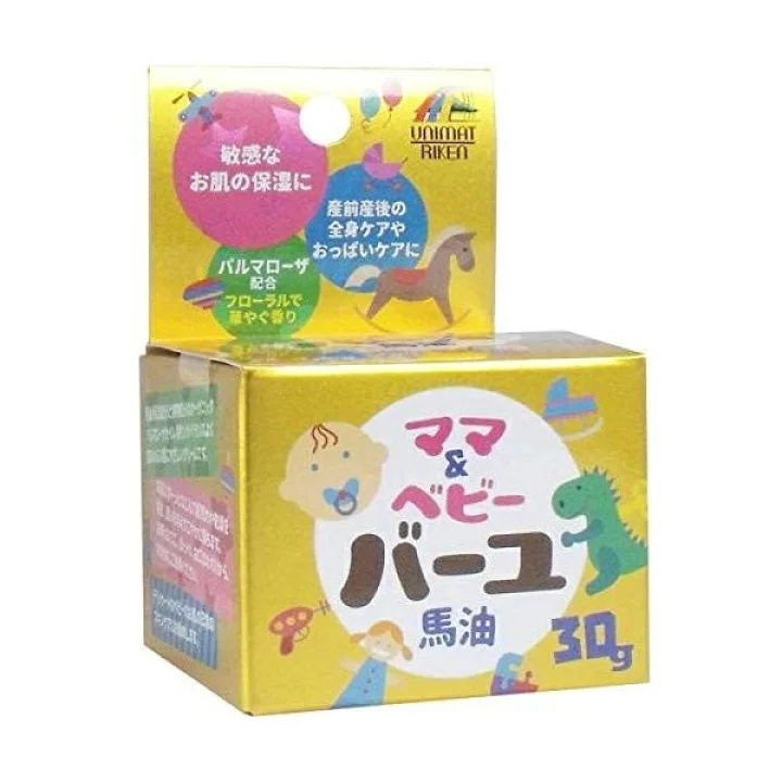 Kem bôi dưỡng ẩm chiết xuất dầu ngựa cho trẻ sơ sinh và mẹ bầu Unimat Rikken 30g - Hàng Nhật nội địa