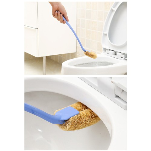 Chổi cọ toilet xơ dừa đầu cong Seria 43cm - Hàng Nhật nội địa