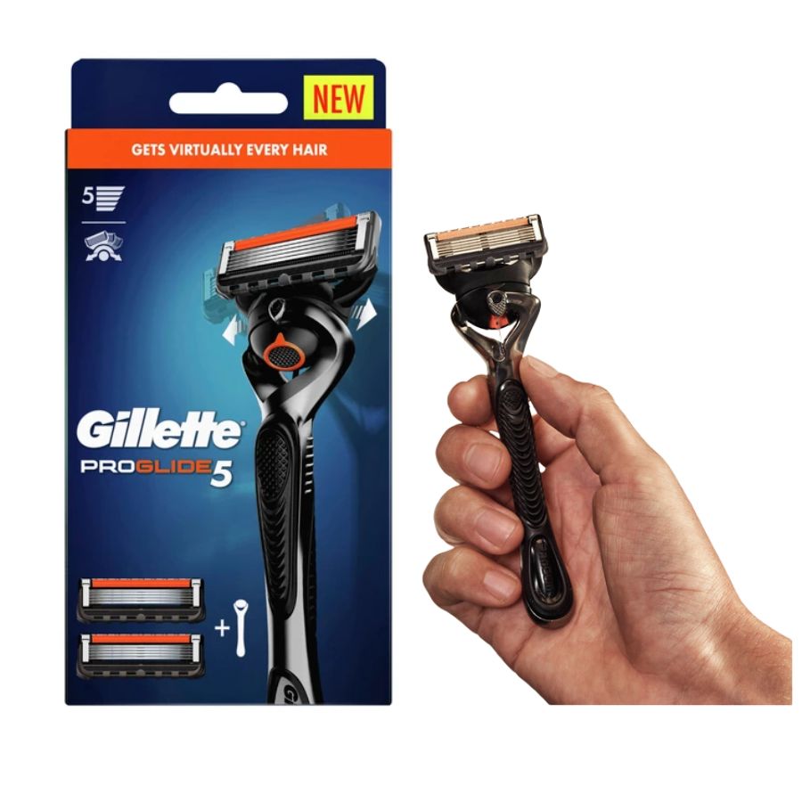 Set dao cạo râu Gillette Fusion 5 lưỡi kép ( 1 thân + 2 đầu thay) mẫu 3 và mẫu 4 - Hàng Nhật nội địa