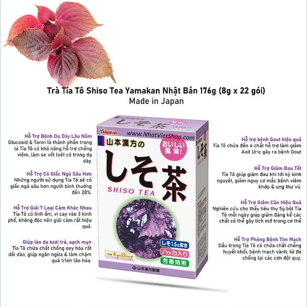 Trà Tía Tô Shiso Tea Yamakan Nhật Bản (8g x 22 gói) - Hàng Nhật nội địa