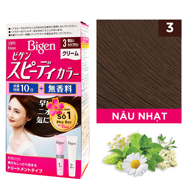 Thuốc nhuộm tóc phủ bạc nhanh 10p Nhật Bản Bigen Speedy Color Cream màu 3 (nâu sáng) - Hàng Nhật nội địa