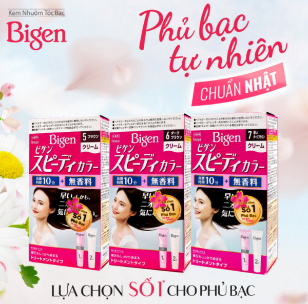 Thuốc nhuộm tóc phủ bạc nhanh 10p Nhật Bản Bigen Speedy Color Cream màu 3 (nâu sáng) - Hàng Nhật nội địa
