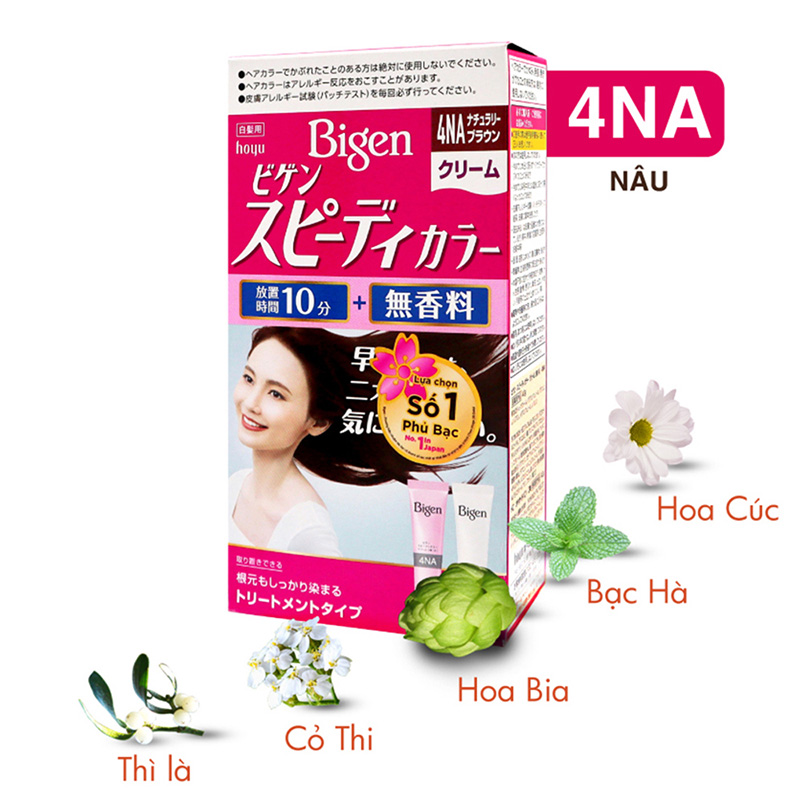Thuốc nhuộm tóc phủ bạc nhanh 10p Nhật Bản Bigen Speedy Color Cream màu 4NA (nâu đen) - Hàng Nhật nội địa