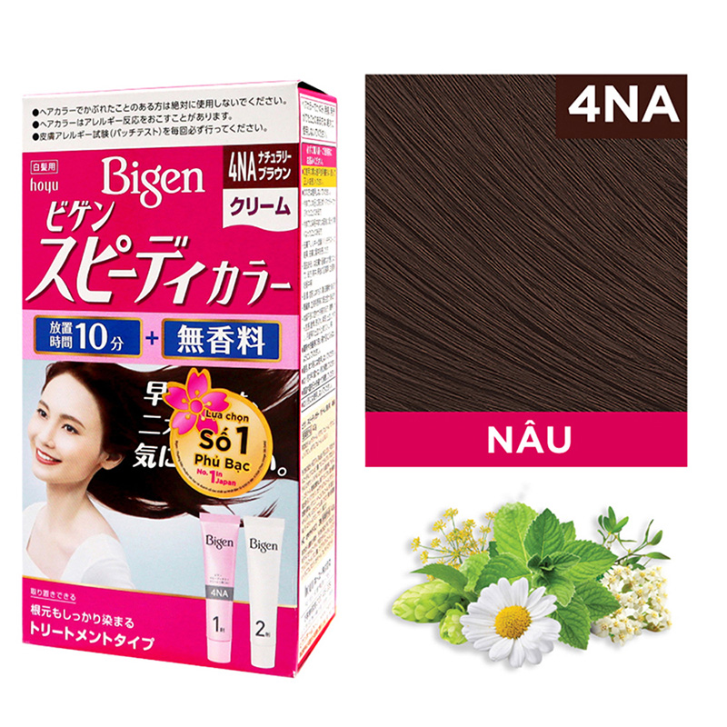 Thuốc nhuộm tóc phủ bạc nhanh 10p Nhật Bản Bigen Speedy Color Cream màu 4NA (nâu đen) - Hàng Nhật nội địa