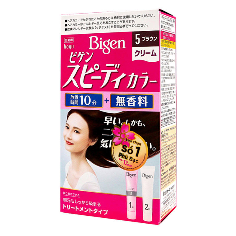 Thuốc nhuộm tóc phủ bạc nhanh 10p Nhật Bản Bigen Speedy Color Cream màu 5 (đen nâu) - Hàng Nhật nội địa