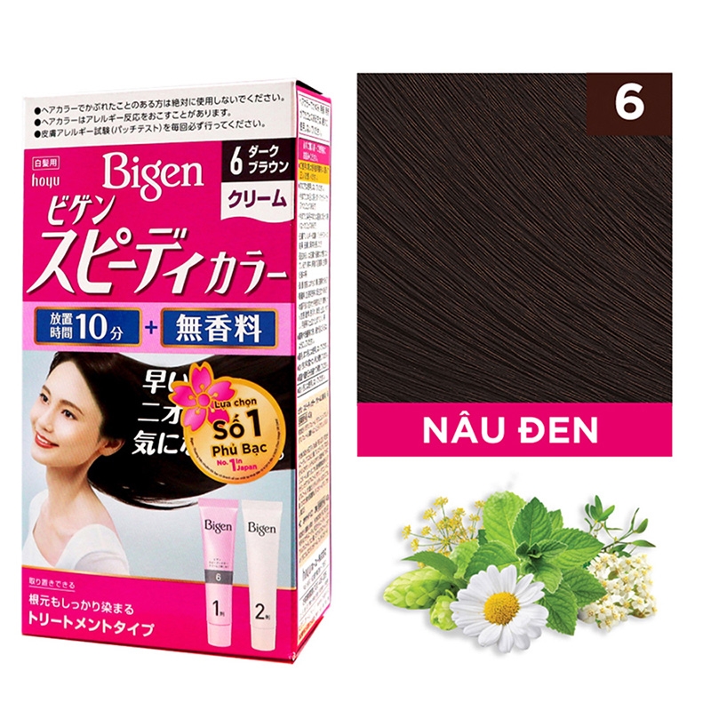 Thuốc nhuộm tóc phủ bạc nhanh 10p Nhật Bản Bigen Speedy Color Cream màu 6 (đen tự nhiên)
