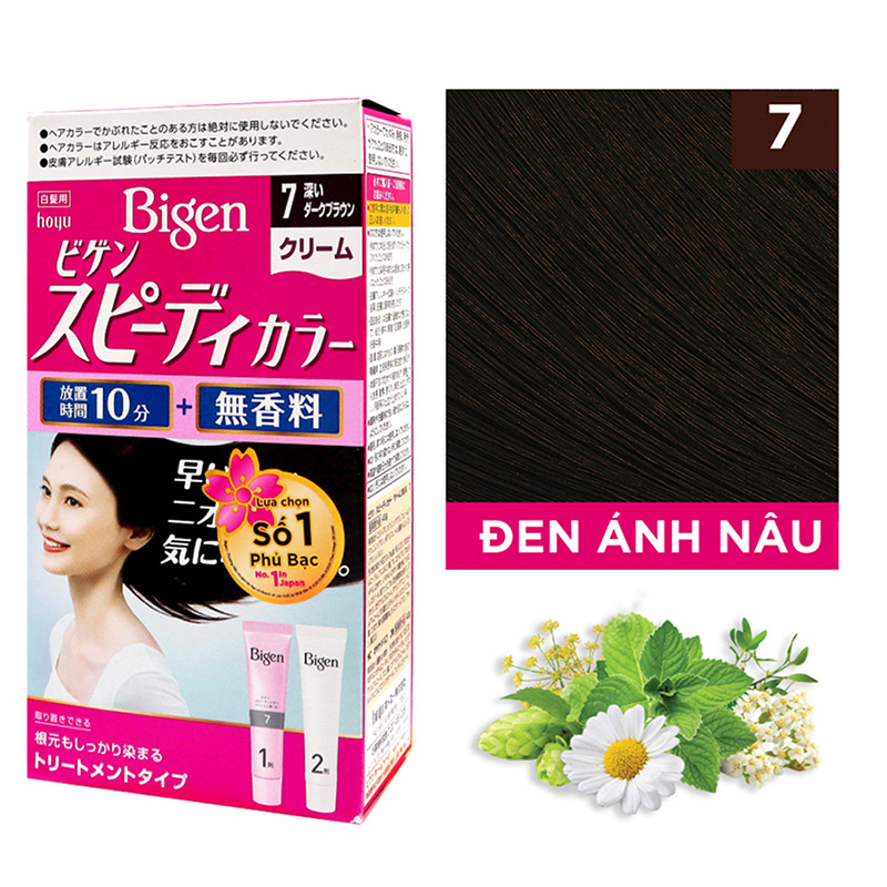 Thuốc nhuộm tóc phủ bạc nhanh 10p Nhật Bản Bigen Speedy Color Cream màu 7 (đen nhiều) - Hàng Nhật nội địa