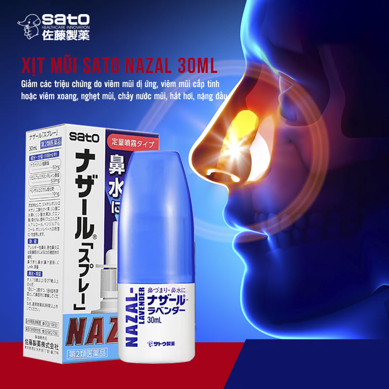 Xịt mũi chữa viêm xoang hiệu quả Nazal - Hàng Nhật nội địa