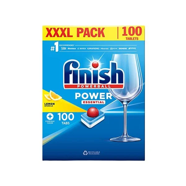 Hộp 100 viên rửa chén bát Finish Power Essential All in One (hương chanh)