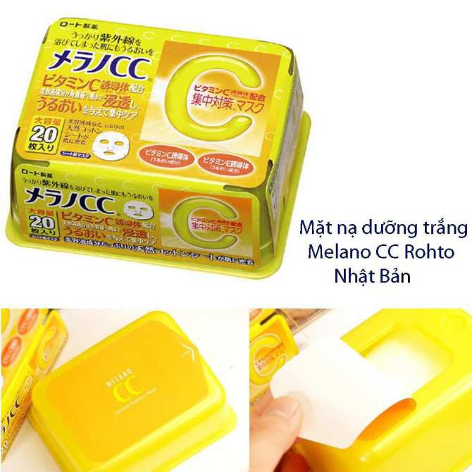 Mặt nạ cho da dầu, mụn, nhạy cảm 10 Mặt nạ Melano CC Rohto Whitening Mask dưỡng trắng da trị thâm nám - Hà