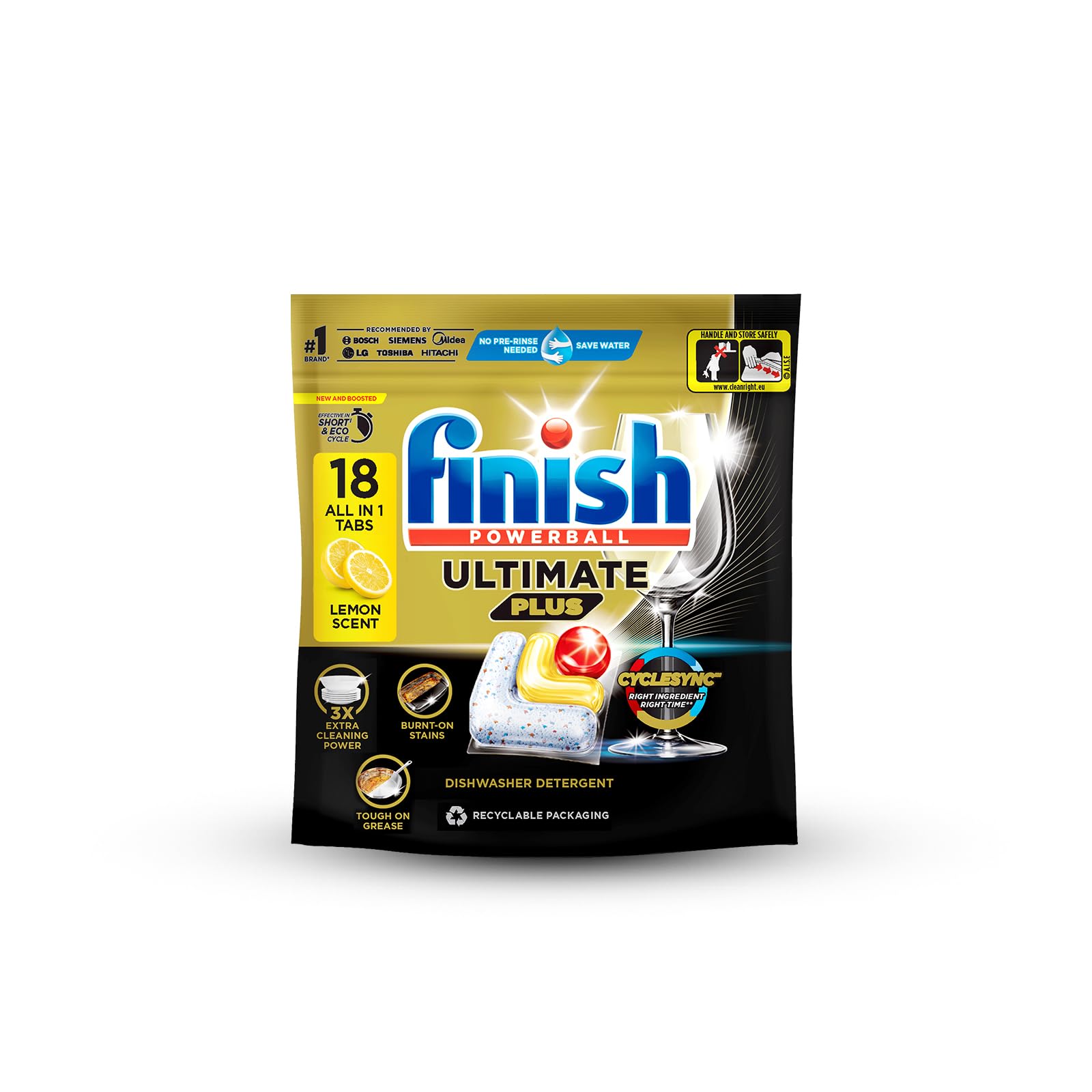 Viên Rửa Chén Bát Finish Powerball Ultimate Plus Hương Chanh (18 viên)