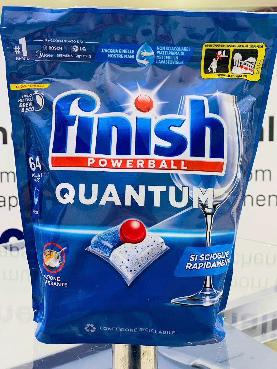 Viên rửa bát Finish Quantum Powerball All in One 64 viên ( hương tự nhiên)