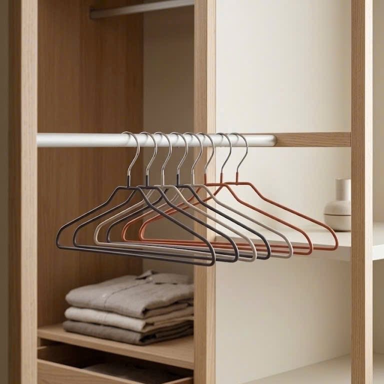 Set 10 móc phơi quần áo bằng thép bọc nhựa PVC Comfy - Hàng Nhật nội