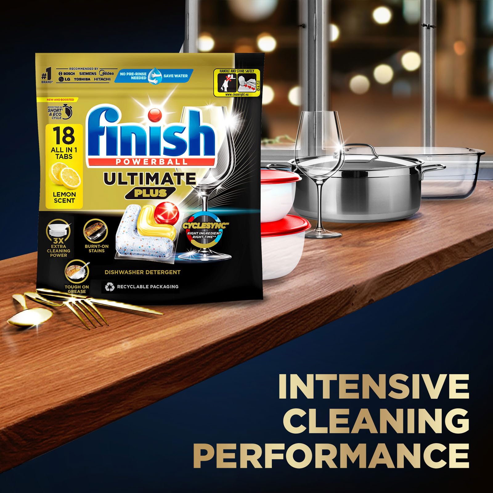 Viên Rửa Chén Bát Finish Powerball Ultimate Plus Hương Chanh (18 viên)