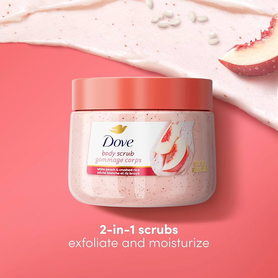 Tẩy Tế Bào Chết Dove Body Scrub Gommage Corps 425g (hương đào) - Hàng Nhật nội địa
