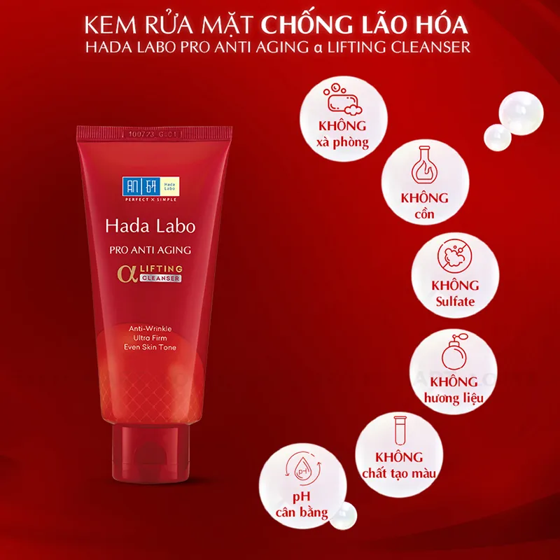 Sữa rửa mặt Hada Labo chống lão hóa Pro Anti Aging 80g