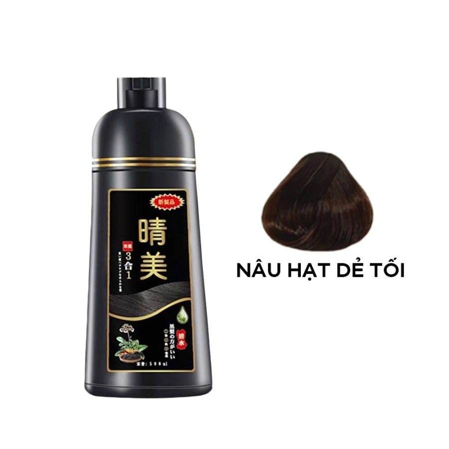 Dầu gội nhuộm tóc Komi Nhật Bản 500ml màu nâu hạt dẻ - Hàng Nhật nội địa