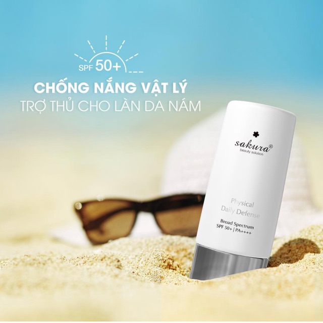 Nhũ tương chống nắng vật lý Sakura ysical Daily Defense SPF 50+ PA ++++ 60g