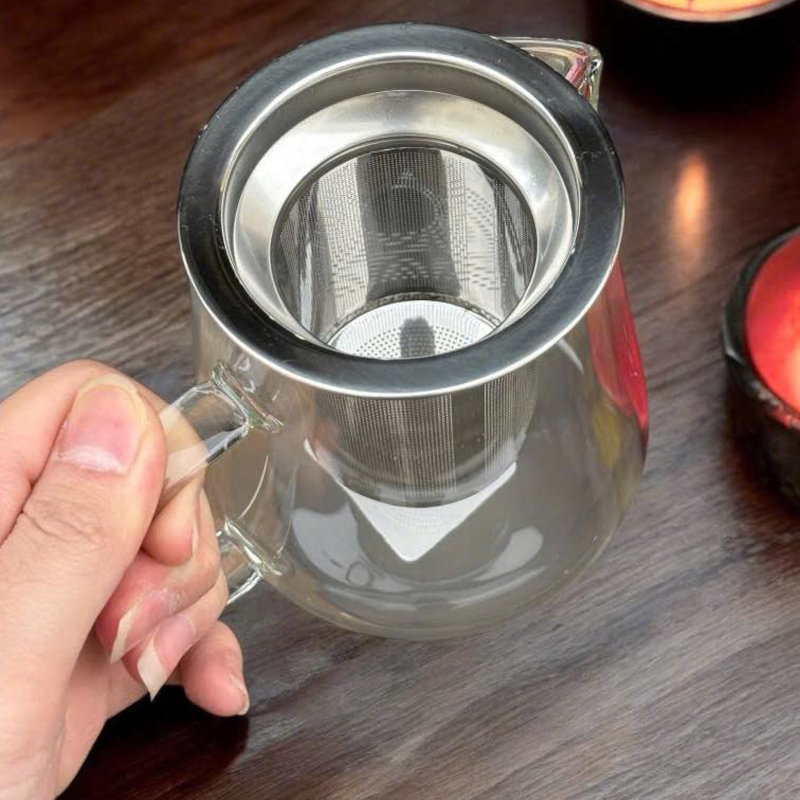 Ấm pha trà thủy tinh kèm lõi lọc inox Echo 650ml - Hàng Nhật nội địa