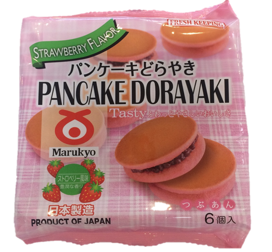 Bánh Rán Đậu Đỏ Marukyo Pancake Dorayaki Dâu 6 chiếc - Hàng Nhật nội địa