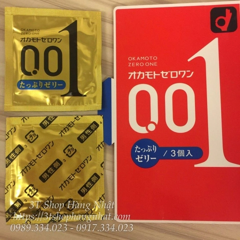 Bao cao su siêu mỏng Okamoto 0.01 Nhật bản ( hộp 3 chiếc )