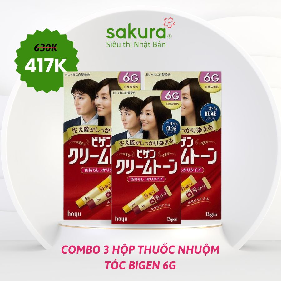 Combo 3 Hộp Nhuộm Tóc Thảo Dược Bigen 6G Nhật Bản ( Đen Tự Nhiên)