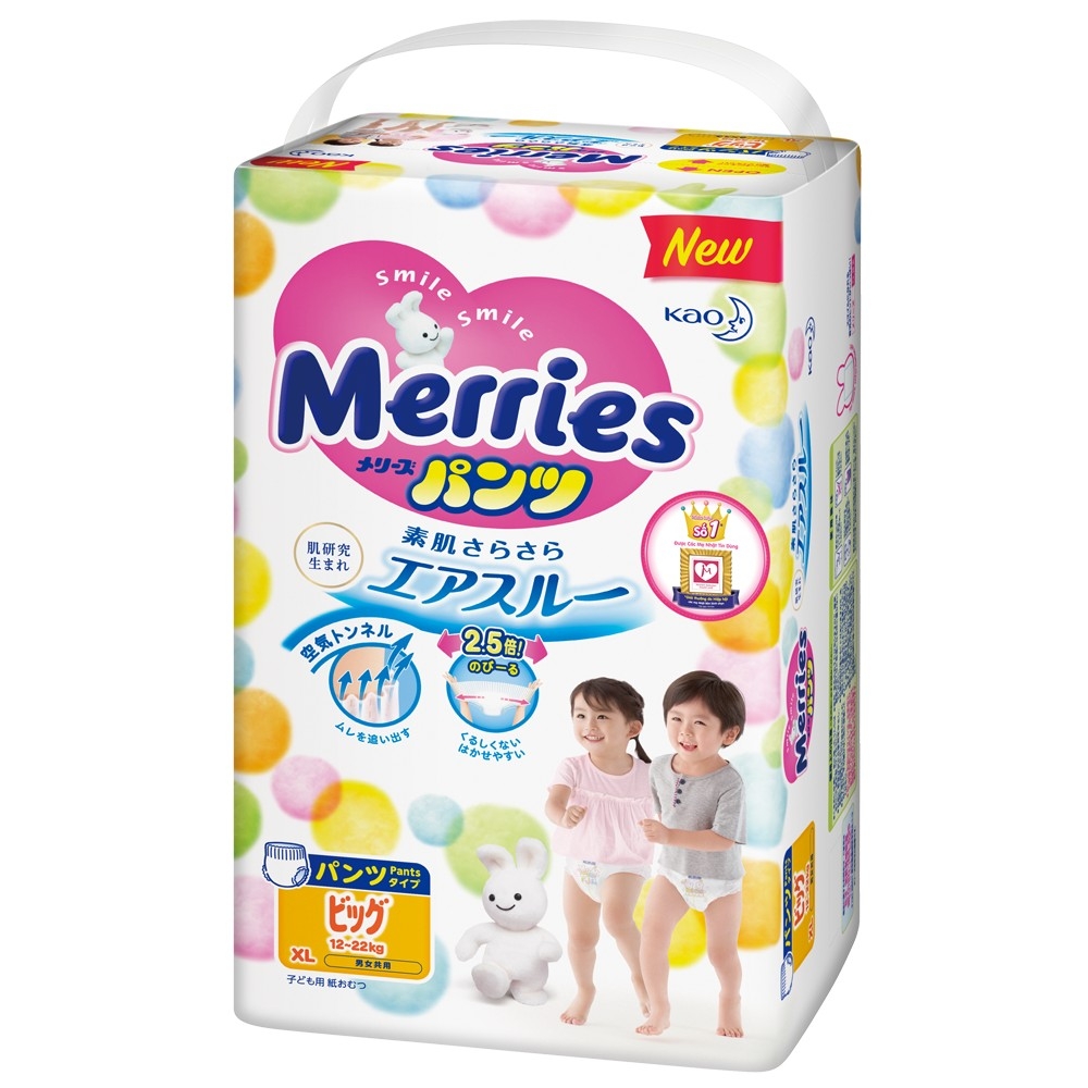 Bỉm Merries quần XL38+6 (12-22kg) - Hàng Nhật nội địa