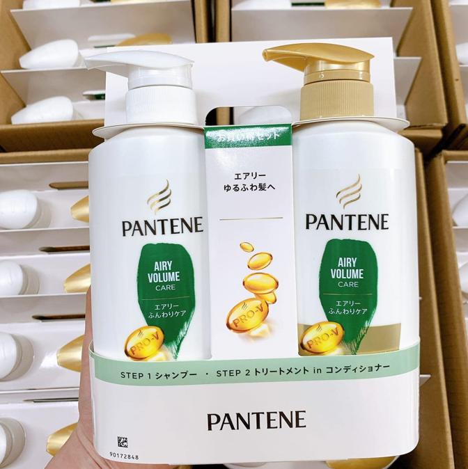 Dầu gội Pantene set 3 kèm ủ tóc UV màu xanh lá và màu vàng - Hàng Nhật nội địa
