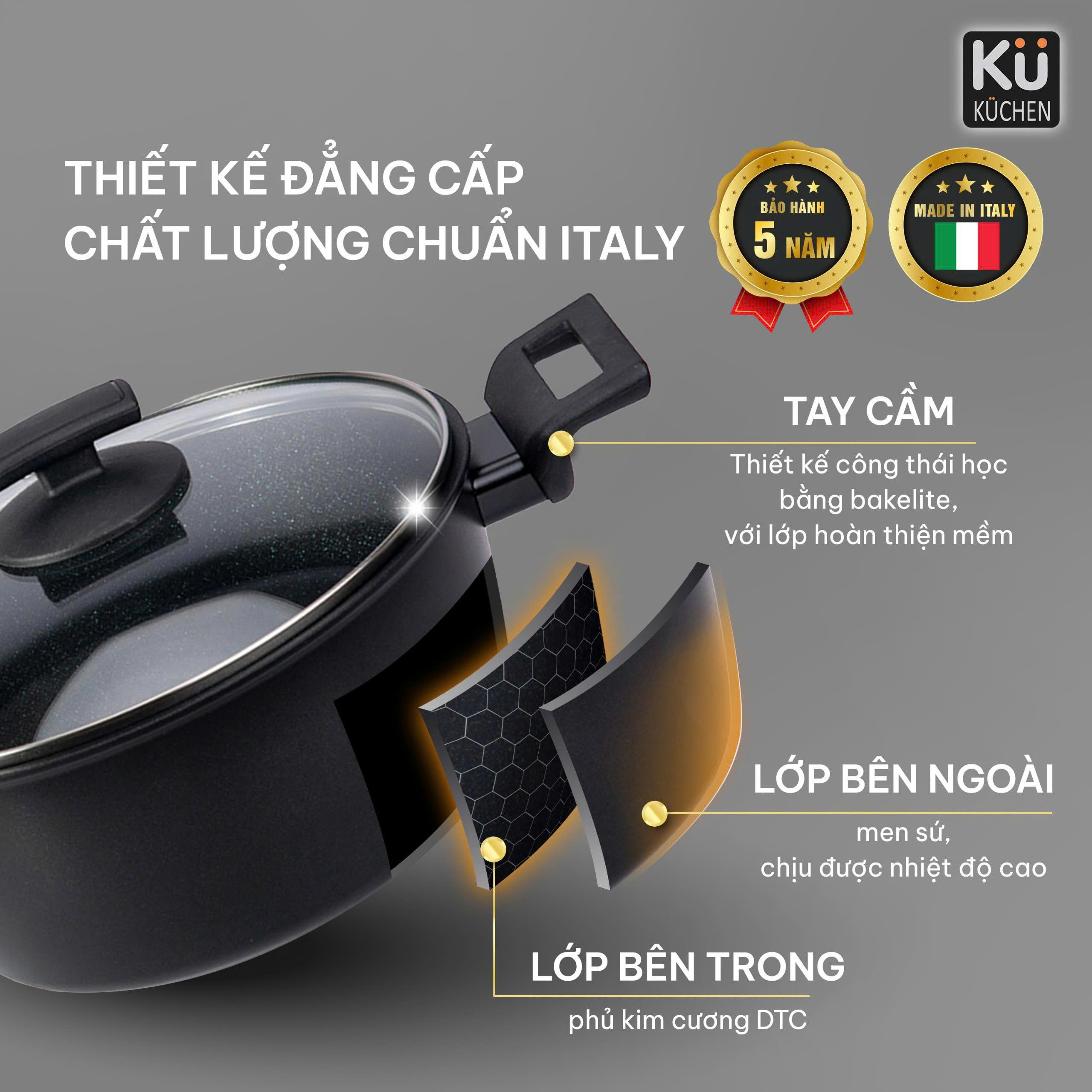 Nồi đúc cao cấp Tefal Robusto có miệng rót 24cm - Hàng Nhật chính hãng
