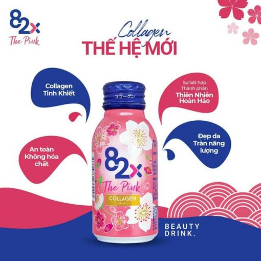 Nước Uống Bảo Vệ Sức Khỏe 82x The Pink Collagen Nhật Bản (hộp 10x 100ml) - Hàng Nhật nội địa