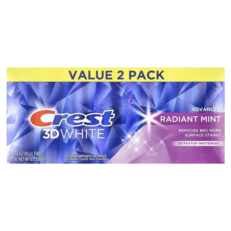 CREST 3D - Kem đánh răng White Radiant Mint 2 tuýp x 93g - Hàng Nhật nội địa
