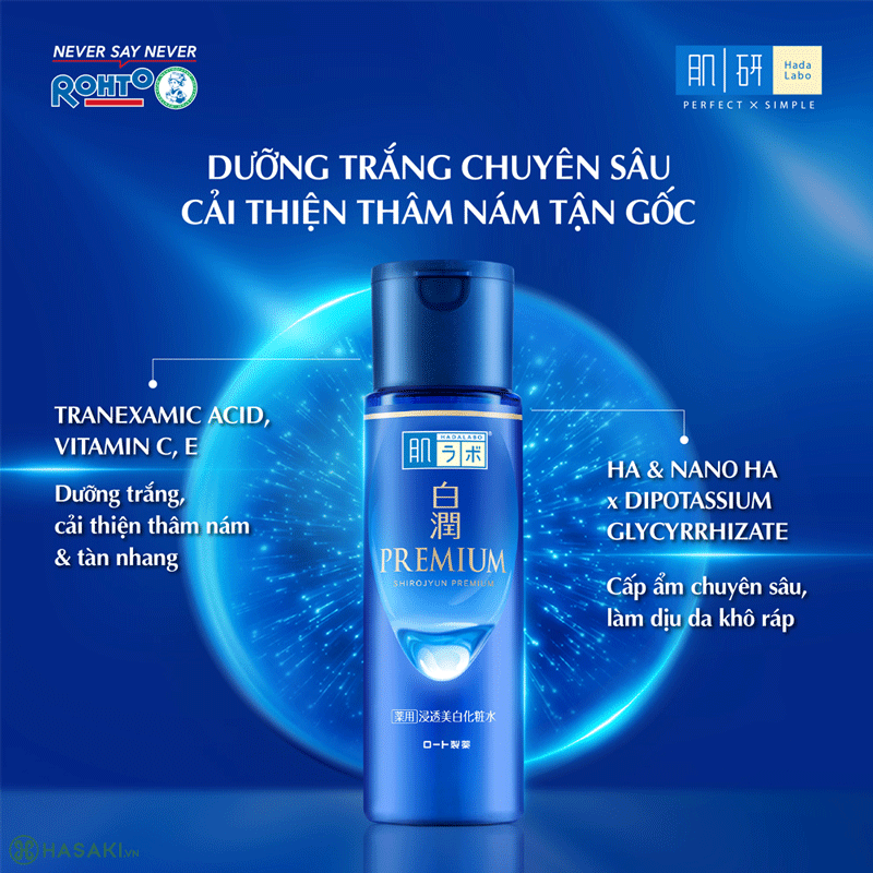 Lotion Hada Labo Shirojyun premium dưỡng trắng cải thiện thâm sạm 170ml- Hàng Nhật chính hãng