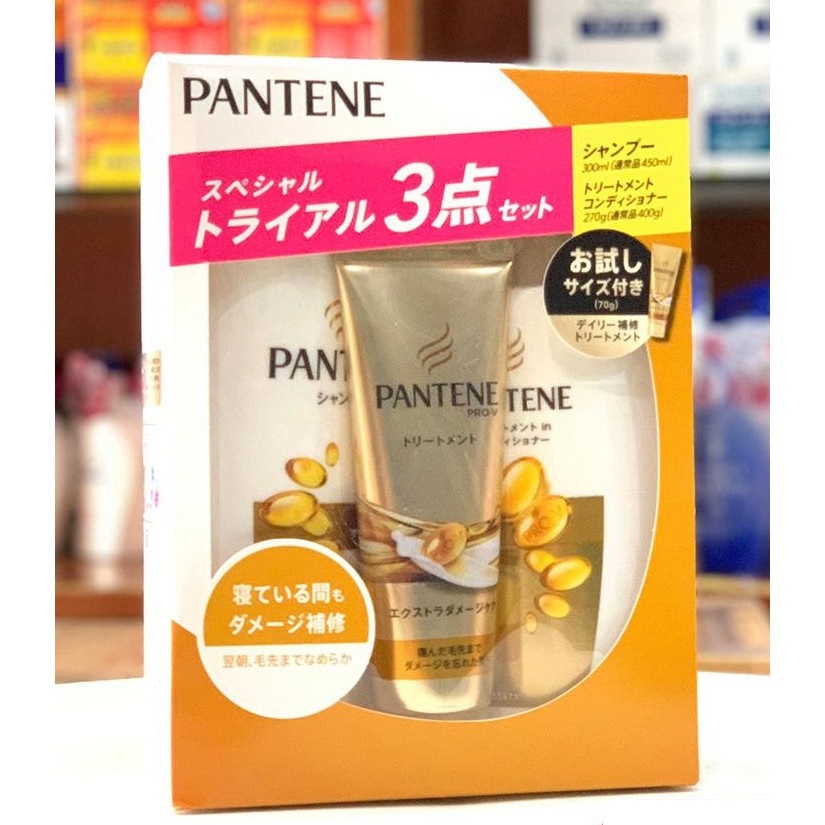 Gội xả Pantene set 3 màu xanh dương, vàng mẫu mới 2019 - Hàng Nhật nội địa