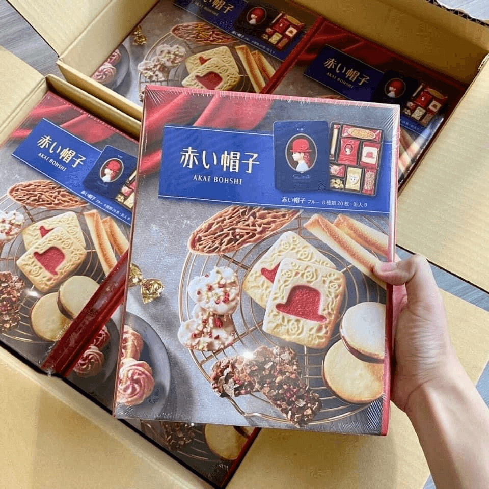 Bánh quy tổng hợp cao cấp Akai Bohshi hộp thiếc 175g - Hàng Nhật nội địa